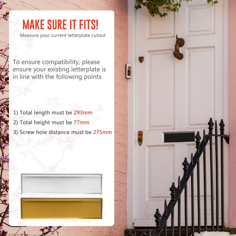 Internal Letterbox Draught Excluder 11.5 Inch (29.3cm) Metal Draught Letter