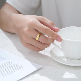 YOESDIE Gold 2mm 4mm 6mm 8mm 10mm Titanium Ring Wedding Band Ring for Men Women | Plain Dome High Polished Wedding Band Comfort Fit Size 5-13 (Gold 6mm, 5)