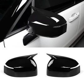 FOEVE Side Mirror Covers Compatible with Hyundai Santa Fe 2024 2025, Cow Horn Exterior Mirror Caps Guards & Trims - Black
