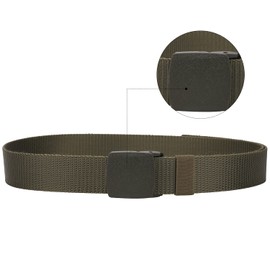 WedDecor Nylon Webbing Military-Style Belt, 1.5" Canvas Belt with Flip Plastic Buckle, Combat Webbing Belt for Cargo Pants, Tactical Belt for Military Wear, Outdoor Sports, Green