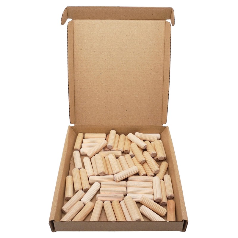 SKIR'CO (Pack of 50) Wooden Dowels 8x28mm Grooved Wood Dowels