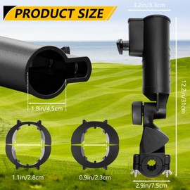 BangBoom Golf Push Cart Umbrella Holder, Adjustable Golf Trolley Umbrella Clamp Stand, Universal Umbrella Attachment for Chair Stroller Wheelchair Fishing Bike Beach (Black)