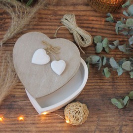 G. Wurm Heart-Shaped Wooden Box 5 x 14 cm Storage Box Natural / White - Jewellery Box Storage Box Gift Packaging