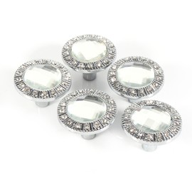 10pcs Clear Diamond Crystal Glass Wardrobe Knob Cupboard Drawer Door Pull Handle