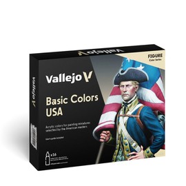Vallejo - Basic Colors USA Acrylic Paint Set | Model Color | Figure Color Series Historical Miniature Kit to Achieve Historical Accuracy with Artist-Grade Pigments | 16 Bottles x 18 ml (0.60 fl.oz.)
