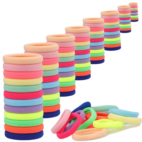 100Pcs Thick Seamless Cotton Hair Bands, Simply Hair Ties Elastic Ponytail Holders Headband Scrunchies Hair Accessories No Crease Damage for Thick Hair (Mix Colors)