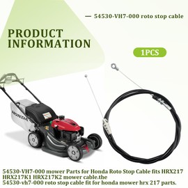 54530-VH7-000 Roto-Stop Cable Compatible with Honda HRX217 Parts, Fits Models HRX217K1, HRX217K2, HRX217 Lawn Mower Cable, Replacement Part for Honda Mower Cable, HRX217 Parts, 1 Pack