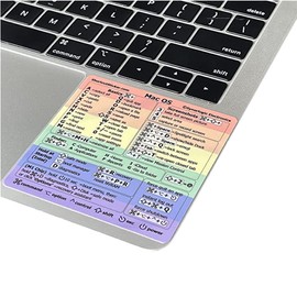 Synerlogic (2pcs) Mac OS Shortcuts Sticker | Keyboard Stickers for macOS | Laminated Vinyl MacBook Cheatsheet for Laptop | MacBook Shortcuts 2025 (Rainbow/2pk)