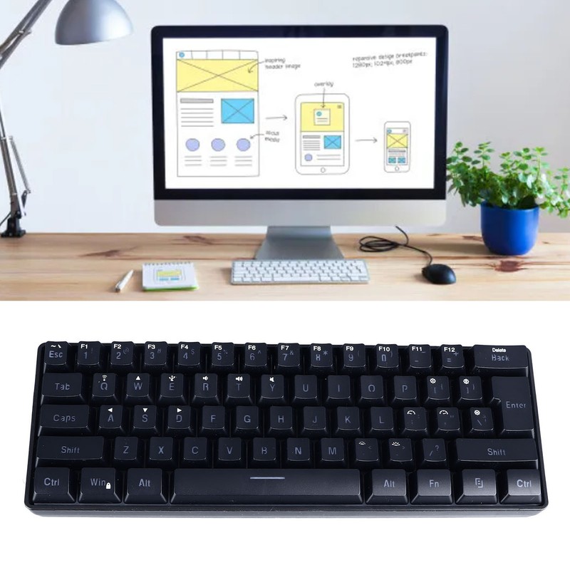 61 Keys Gaming Keyboard 2.4G Bluetooth Wired 3 Modes Keyboard