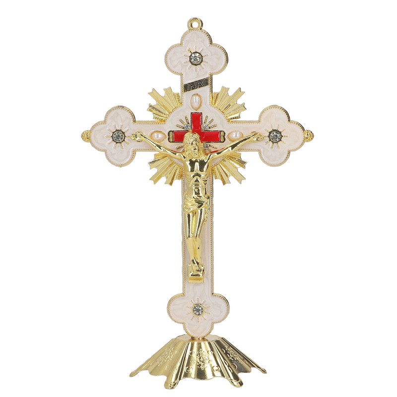 Metal Enamel Crosses Enamel Coating Anti Rust Gold White Crosses