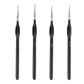 JIADEXIN Fine Detail Brush Set - 4 Pieces Miniature Brush Drawing Brush Black Artist Brush Painting for Artists for Acrylic, Oil, Watercolour, Nail Art (Sizes 0, 00, 000, 00000)