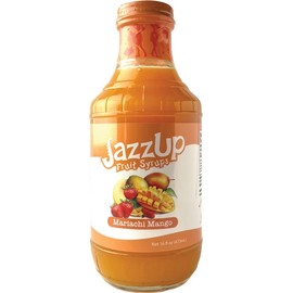 JazzUp® Mariachi Mango Real Fruit Syrup for Non-Alcoholic Drink Mixing, Pancakes and Desserts - 16 fl oz (Real Fruit: Mangoes, Strawberries and Banana)