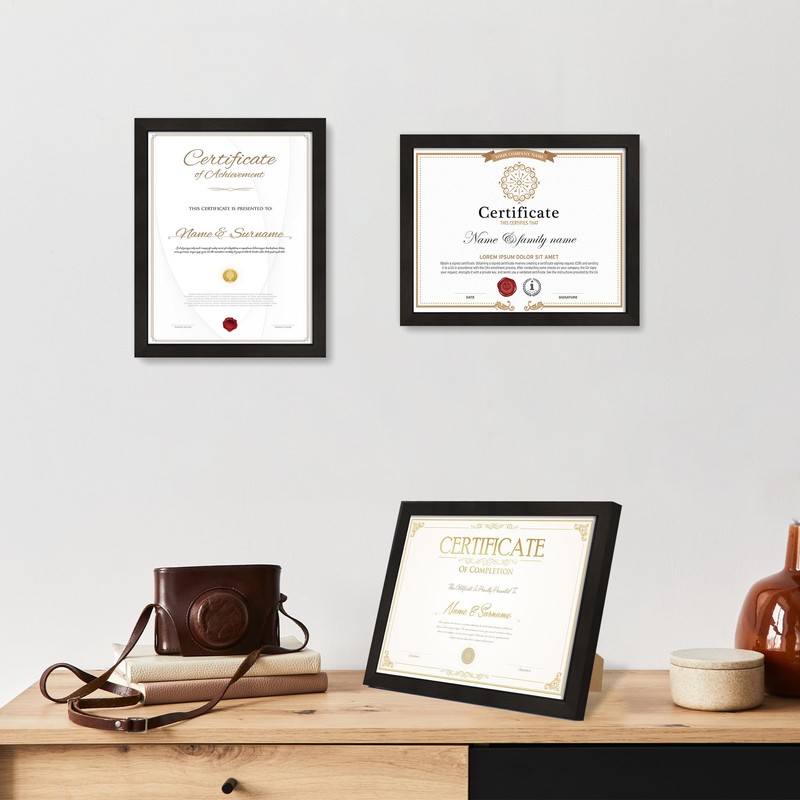 Hongkee 8.5x11 Diploma Frame with Tempered Glass, Multi Certificate 8.5