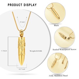 Hearbeingt Cremation Jewelry for Ashes Tree of Life Bullet Ashes Necklace Memorial Ash Pendant Keepsake Jewelry for Women Men Loved Ones