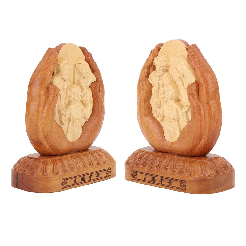 Wooden Holy Family Figurine Statue Exquisite Delicate Durable Stable Beech