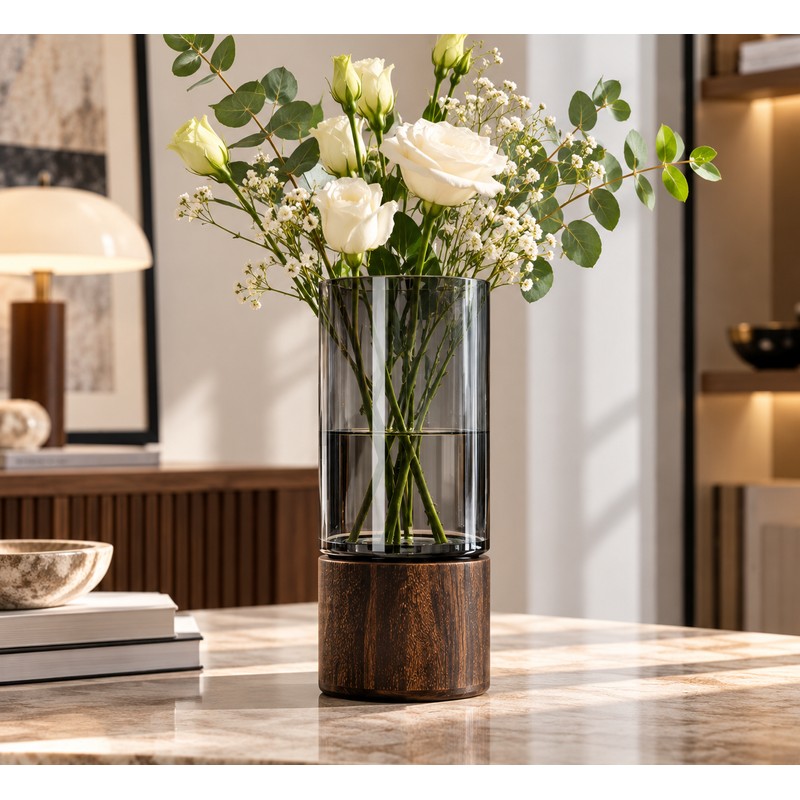 Glass Decorative Vase for Home Décor – Simple Retro Design