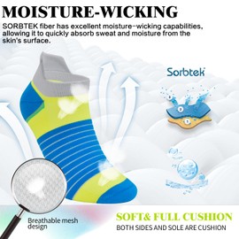 Compression Sport Running Socks For Women Men Seamless Cushion Ankle Socks Plantar Fasciitis Neuropathy Socks 3 Pairs (M, Blue)