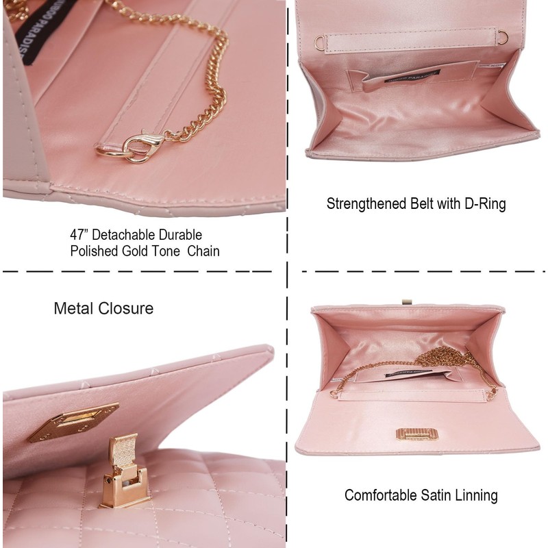 Evening Bag Small Quilted Clutch Purse Vegan Leather Classic Elegant