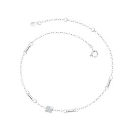 925 Silver Anklet for Women, Waterproof Anklet Crystal Sensitive Small Anklet Adjustable Chain Anklet Comes in Jewellery Gift Box, Sterling Silver