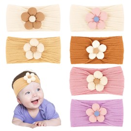 CAVETEE 6 PCS Flower Headband for Baby Girls, Cute Toddler Hair Band Soft & Elastic Hair Accessories for Girls