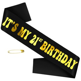 JXYCBZYing It's My 21st Birthday Sash Gold Foil, Black 21st Birthday Sash for Women, Finally 21 Bday Sashes, Ideal Twenty One Gifts, Happy 21 Bday Party Decorations, Ideas, Jokes and Favors
