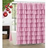 WestWeir Ruffle Shower Curtain,84-inches Extra Long,Pink Ruffled Bath Curtains for