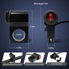 Interruptor de luz ATV, interruptor de manubrio de 12 V, impermeable, interruptor de luz de motocicleta, interruptor de manubrio de aleación de aluminio CNC, para motocicleta, ATV, UTV, se adapta a manubrios de 7/8 pulgadas (22 mm)