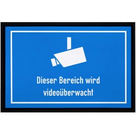 MoonWorks® Doormat with Funny Saying "Dieser Bereich ist Videoüberwacht Surveillance Camera Ironisch Sarcastic Non-Slip & Washable White 60 x 40 cm