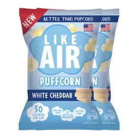 Like Air Puffcorn (White Cheddar) | 2 4oz Bags | 50 Calories Per Cup | Gluten Free | Nothing Artificial