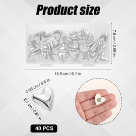Pack of 40 Fridge Magnets, Heart, Cute Fridge Magnets, Love Heart, Decorative Magnets, Small Cute Whiteboard Magnets for Home, Kitchen, Cabinet, Car Decoration (Silver)