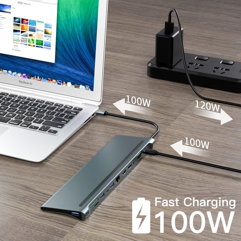 Docking Station,12 in 1 USB-C Hub,USB Typ C 4K 30Hz