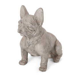 Christopher Knight Home Susan Outdoor French Bulldog Garden Statue, Rustic White and Green