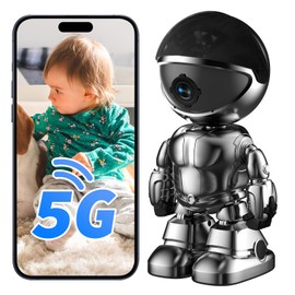 JUFLSKY Robot Security Camera,Indoor Camera Robot,5G/2.4Ghz WiFi Robot Cameras for Home Security,Pet/Baby Camera with Phone App Motion Detection and Alarm,Home Security Two-Way Talk, Human Detection