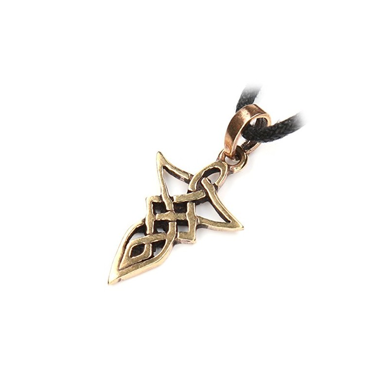 Celtic Triangle Bronze Pendant Necklace Jewellery, incl black cotton sting,
