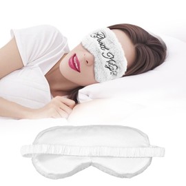 Ptrin Plüsch Satin Schlafmaske,98% Lichtblockierende Schlafbrille mit Verstellbarem Band für Frauen & Herren & Kinder, Schlaf Augenmaske für Reise Gadget, Schwarz(Weiß)