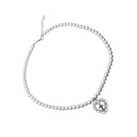 SHOWERORO pearl necklace choker necklace for women girl ornaments womens necklaces wedding decorations chain necklace for men pearl trim Neck Jewelry white pearl chain alloy Heart-shaped man