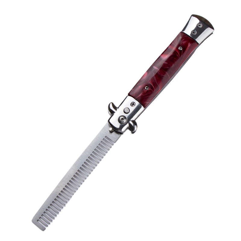 Switchblade Oil Hair Comb Stainless Steel Automatic Spring Folding Comb
