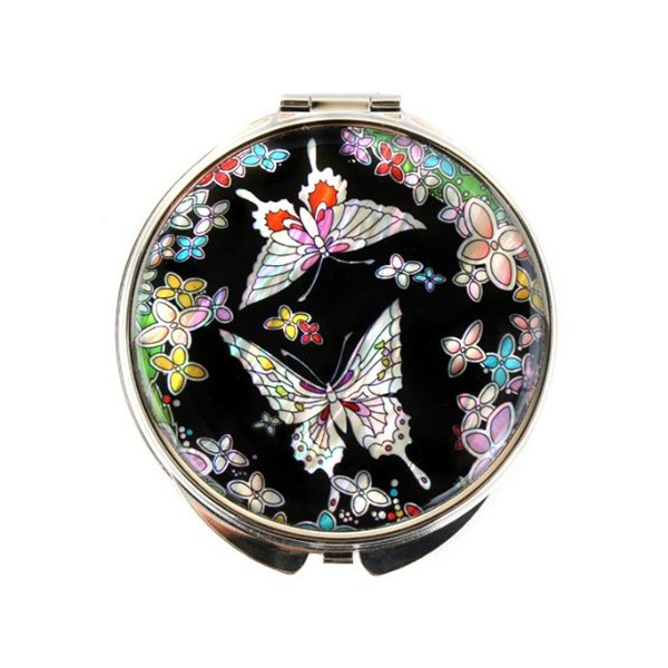 Make-up Pearl Double Butterfly Design Compact Mirror
