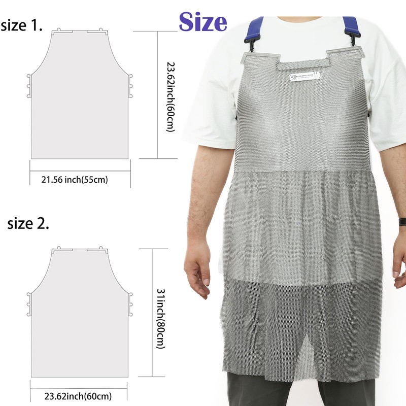 RETON-PPE Chainmail Apron for Butcher,Heavy Duty Butcher Apron,Food Grade Cut