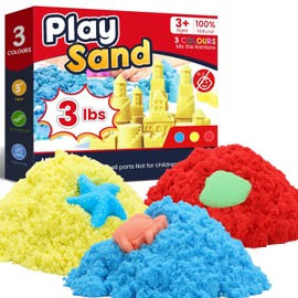 FURWEY 3lbs Play Sand,Mixed Packaging of 3-Color Sensory Sand,Suitable for Children to Shaping, Squeezing and Sculpting（Without Molds）
