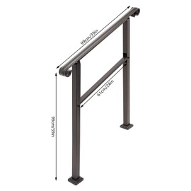 3 Steps Outdoor Handrail for Outdoor Steps,Hand Rail Stair Railing Kit,Railing for Stairs,Iron Handrail Ki for Outdoor,Porch,Garden (Brown)