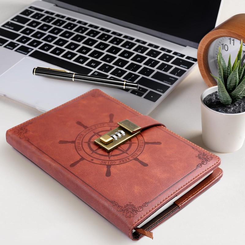Kesote A5 Diary with Lock Leather Cover Lock Notebook Lined