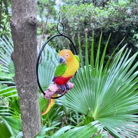 Parrot Statue 11 Inch Tropical Sculpture for Lawn,Patio Yard Art Decoration