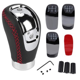 AMONIDA Perilla de Palanca de Cambios, Perilla de Palanca de Cambios Universal para Automóvil Perilla de Palanca de Cambios de Palanca de Balonmano de Cuero Perilla de Palanca de Cambios (Rojo)