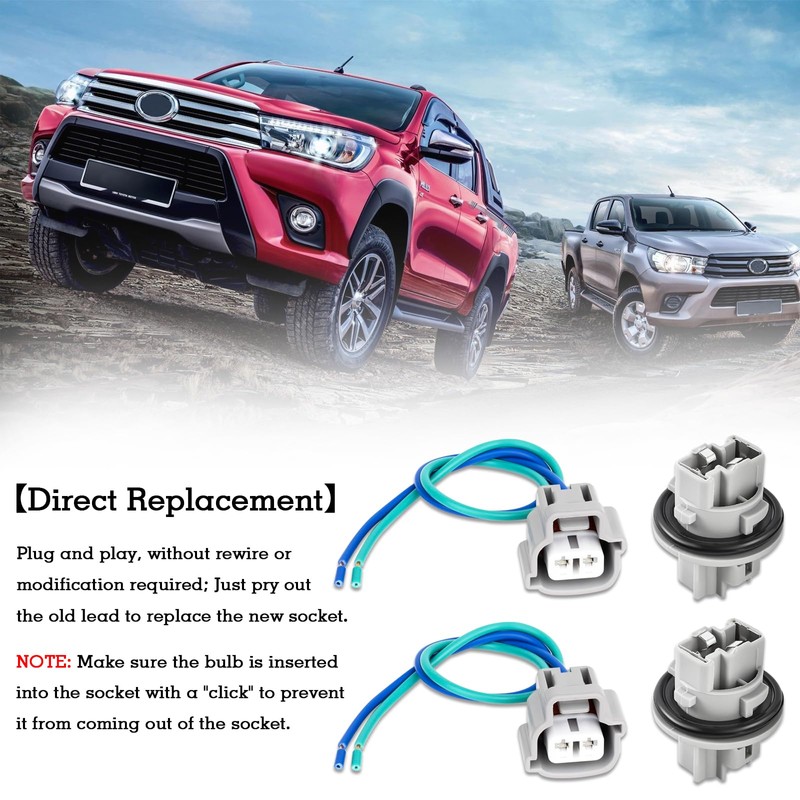 2 Pcs 90075-60028 Front Trun Signal Light Socket with 2-Pin