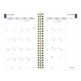 Blueline® Essential Academic Weekly/Monthly Planner, 13 Months, July 2025 to July 2026, Gold Twin-Wire Binding, Poly Cover, 8" x 5", Botanical Design, Blue, Bilingual (CA114BPM.02-26)