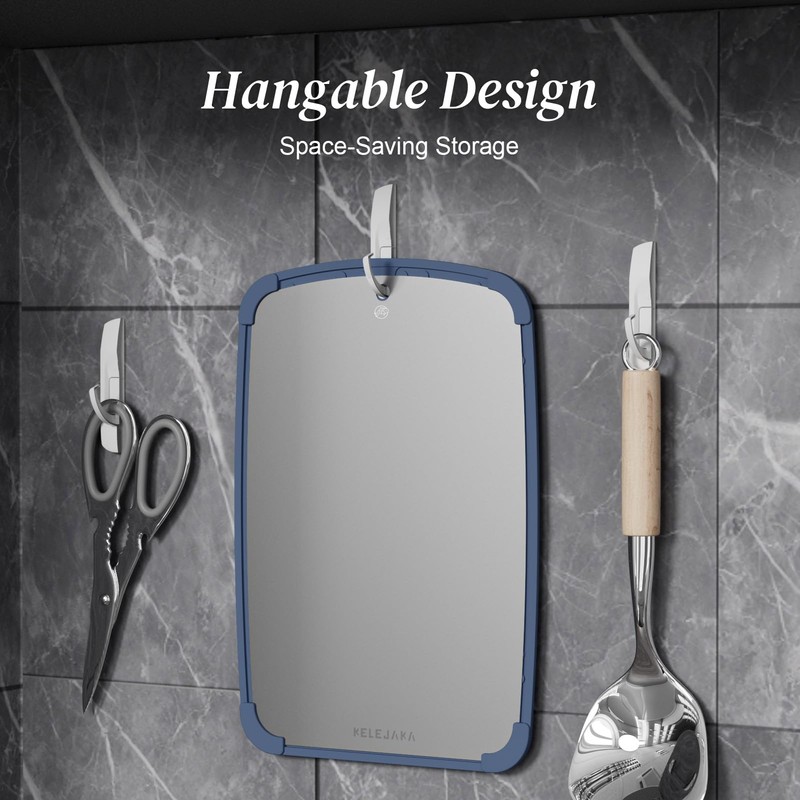Pure Titanium Dual-Side Cutting Board with Non-Slip Pad ¨C Hygienic,