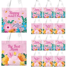 delaimastor 20Pcs Mother's Day Favor Bags Treat Candy Goodie Gift Non-woven Bags Reusable for Party Supplies Mother's Day Party Favors Supplies 8.7x8.7Inches