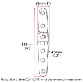 Pair of 316 Stainless Steel Marine Grade 6'' x 1" Cast Strap Hinge for Boat