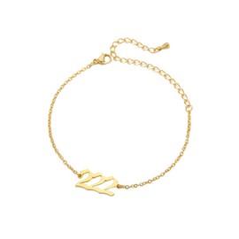 PAURO Women's Stainless Steel Angel Number 222 Bracelet Chain Adjustable Minimalist Numerology Jewelry Gold